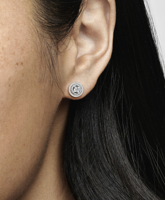 Sparkling Double Halo Stud Earrings