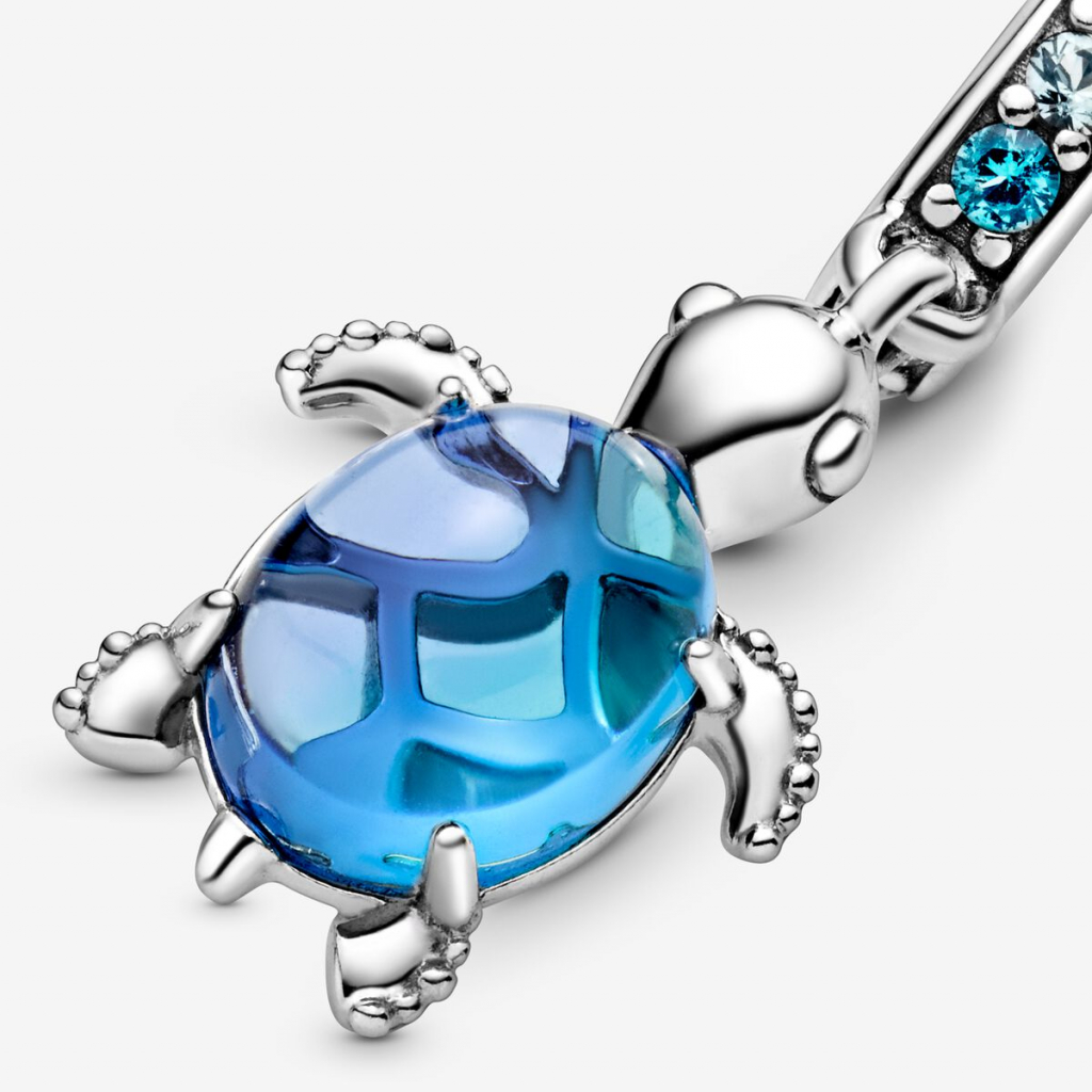Purple Murano Glass Sea Turtle Dangle Charm main image 1