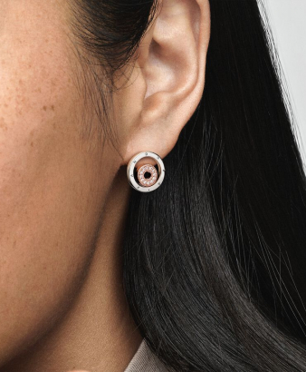 Pandora Signature Two-tone Logo Circles Stud Earrings