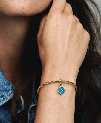 Opalescent Blue Hamsa Hand Dangle Charm