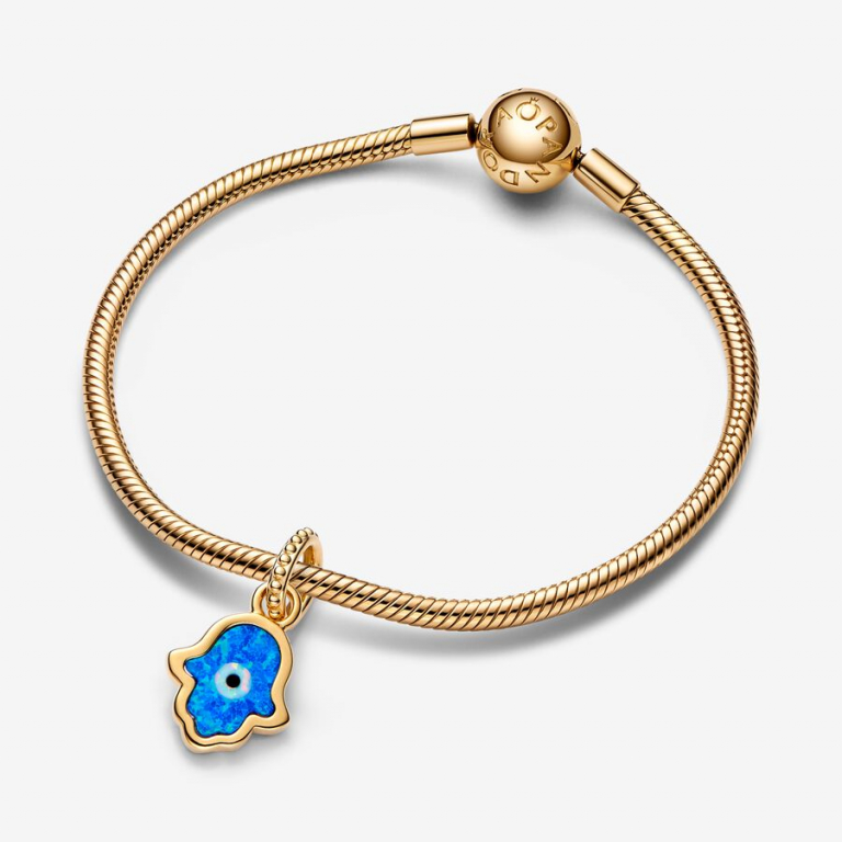 Blue Glitter Hamsa Hand Dangle Charm main image 1